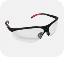 แว่นตานิรภัยเลนส์ใส ทรงสปอร์ต ขาปรับได้